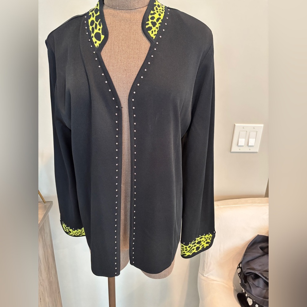 Elegant Black Sweater with Neon Green Details